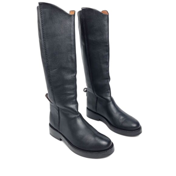 Free People Horse Girl Bryce Equestrian Slouchy Knee Riding Boots Black Leather - Picture 2 of 16